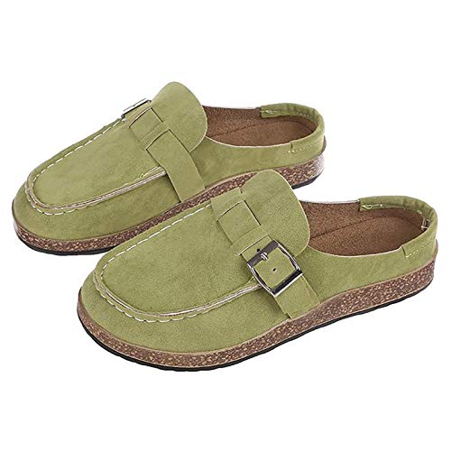 Sandalen Damen Wildleder Slip Auf Sandalen Loafer Flach Geschlossene Zehen Runde Zehen Rückenlos Gehen Bequeme Hausschuhe Schuhe,2,39 EU von ZHANGMEI