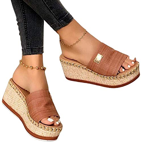 ZHANGMEI Sommer Frauen Keilsandalen Platform Flip Flops Weichen Bequemen Casual Schuhe Outdoor Strand Hausschuhe Damen Sandalen,B,43 EU von ZHANGMEI