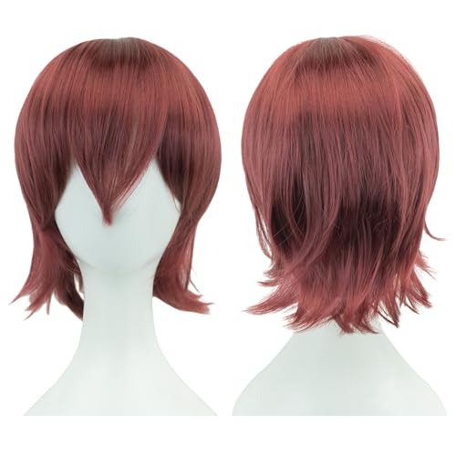 Anime Kurze Perücke Cosplay Unisex Kurze Perücke Kurzhaarperücke Flauschiges Haar, Hitzebeständiges Synthetisches Haar Für Damen Herren Halloween Party Kostüm (C) von ZHANGXIAOMIN