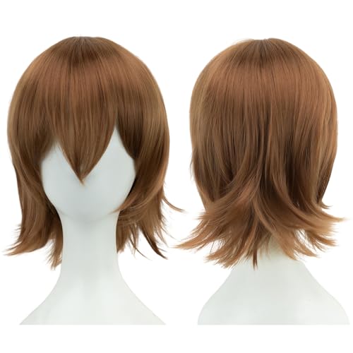 Anime Kurze Perücke Cosplay Unisex Kurze Perücke Kurzhaarperücke Flauschiges Haar, Hitzebeständiges Synthetisches Haar Für Damen Herren Halloween Party Kostüm (H) von ZHANGXIAOMIN