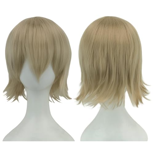 Anime Kurze Perücke Cosplay Unisex Kurze Perücke Kurzhaarperücke Flauschiges Haar, Hitzebeständiges Synthetisches Haar Für Damen Herren Halloween Party Kostüm (P) von ZHANGXIAOMIN