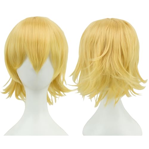 Anime Kurze Perücke Cosplay Unisex Kurze Perücke Kurzhaarperücke Flauschiges Haar, Hitzebeständiges Synthetisches Haar Für Damen Herren Halloween Party Kostüm (S) von ZHANGXIAOMIN