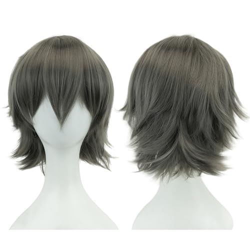 Anime Kurze Perücke Cosplay Unisex Kurze Perücke Kurzhaarperücke Flauschiges Haar, Hitzebeständiges Synthetisches Haar Für Damen Herren Halloween Party Kostüm (T) von ZHANGXIAOMIN