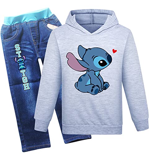 Anime Pullover Hoodie + Jeans, Mädchen Jungen Cartoon Spiel Langarm Sweatshirts für 3-14 Jahre alt (A4,140) von ZHANGYAOSHU