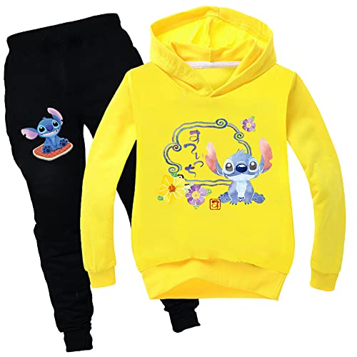 PulloverHoodie +Jogginghose, Mädchen Jungen Cartoon Fashion Langarm Sweatshirts für 3-14 Jahre alt (A4,140) von ZHANGYAOSHU