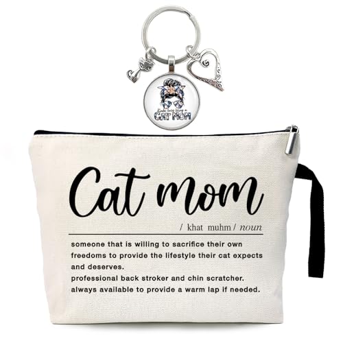 ZHANTUONE Cat Mom Kosmetiktasche Schlüsselanhänger Anhänger, Katzenliebhaber für Frauen, Katzenliebhaber, beste Katzenmama aller Zeiten, Katzenmutter, Geschenke für Frauen, Geschenk für Katzenmutter, von ZHANTUONE