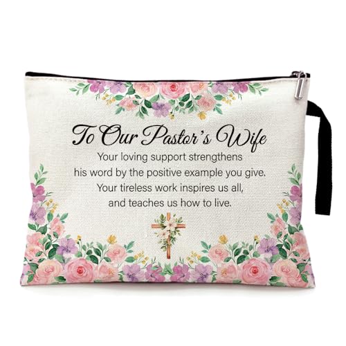 ZHANTUONE Kosmetiktasche mit Reißverschluss "To Our Pastor's Wife", Geschenk für Pastor's Wife, religiöses Geschenk für Frauen, christliche Geschenke, faltbare Aufbewahrungstasche mit großem von ZHANTUONE