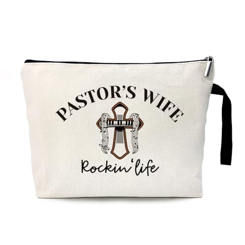ZHANTUONE Pastor's Wife Rockin'life Kosmetiktasche mit Reißverschluss, Geschenk für Pastor's Wife, religiöses Geschenk für Frauen, Wertschätzungsgeschenk, christliche Geschenke, faltbare Aufbewahrung, von ZHANTUONE