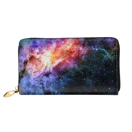 Galaxy in The Universe Print Handy Kreditkarte Geld Halter Geldbörse Leder Damen Kartenetui Reißverschlusstasche Schwarz, Einheitsgröße, Schwarz, One Size von ZHAOLQ