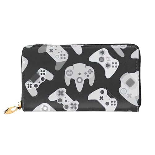 Game Controller Print Handy Kreditkarte Geld Halter Geldbörse Leder Damen Kartenetui Reißverschlusstasche Schwarz, Einheitsgröße, Schwarz, One Size von ZHAOLQ