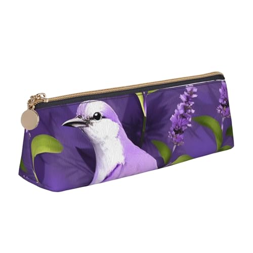 Vogel in lila Lavendel Blumendruck PVC Münzgeldbörse Geldtasche Make-up Tasche Bleistift Beutel Reißverschluss Schreibwarenetui Damen Herren Weiß Einheitsgröße einfach, Weiß, One Size, Einfach: von ZHAOLQ