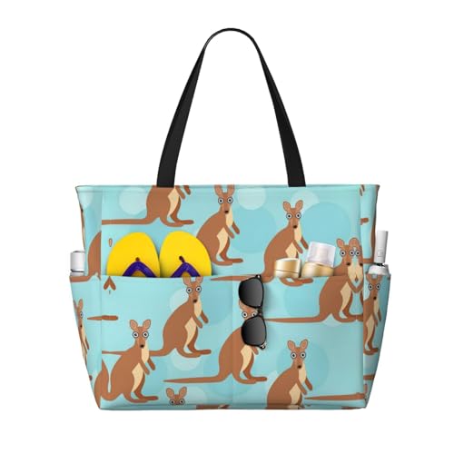 ZHAOLQ Funny for Kangaroo Zoo Print Unisex Große Kapazität Strand Reisetasche Urlaub Picknick Sport Tote Tragbare Turnbeutel, Schwarz, Einheitsgröße, Schwarz, Einheitsgröße von ZHAOLQ