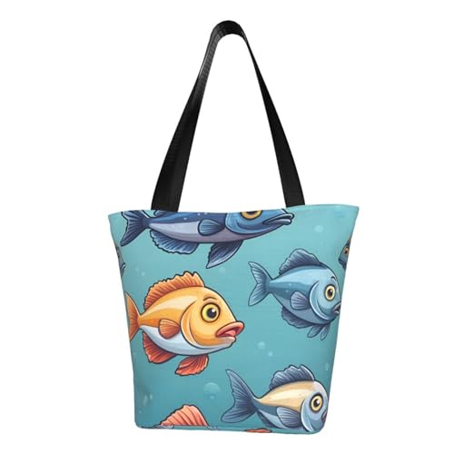 ZHAOLQ Leichte Schultertasche mit Cartoon-Seefisch-Druck, Sommerausflüge, Tragetaschen, Reisen, Wandern, Arbeit, Freizeit ZHAOLQ Leichte Schultertasche mit Cartoon-Seefisch-Druck, Sommerausflüge, Tragetaschen, Reisen, Wandern, Arbeit, Freizeit von ZHAOLQ