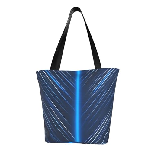 ZHAOLQ Leichte Schultertasche mit blauem Linienmuster, für Sommerausflüge, Reisen, Wandern, Arbeit, Freizeit ZHAOLQ Leichte Schultertasche mit blauem Linienmuster, für Sommerausflüge, Reisen, Wandern, Arbeit, Freizeit von ZHAOLQ