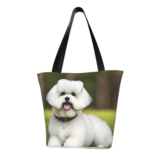 ZHAOLQ Süße leichte Schultertasche mit Bichon-Frisé-Motiv, für Sommerausflüge, Reisen, Wandern, Arbeit, Freizeit ZHAOLQ Süße leichte Schultertasche mit Bichon-Frisé-Motiv, für Sommerausflüge, Reisen, Wandern, Arbeit, Freizeit von ZHAOLQ