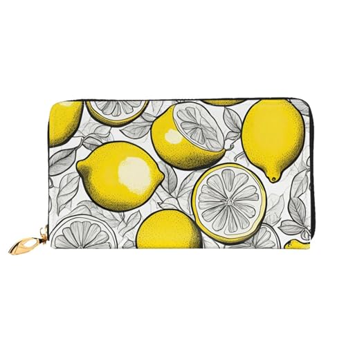Zitrone Obst Muster Druck Handy Kreditkarte Geld Halter Brieftasche Leder Frauen kurze Brieftasche Reißverschluss Tasche, schwarz, eine Größe, Schwarz, One Size, schwarzes, One Size von ZHAOLQ
