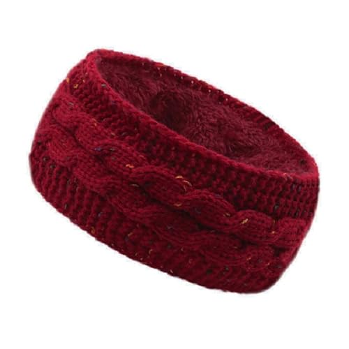 Stirnband 2 Stück Winter gestrickter winddichter Gehörschutz Keepwarm Winter Haarband dickes Stirnband Winter Stirnband(Red color) von ZHAOQIN