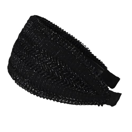 Stirnband 2 Stück breite Stirnbänder for Frauen und Mädchen, elegante Haarbänder, weibliche Haarbänder, Hoop-Kopfbedeckung, Haarschmuck Winter Stirnband(Black) von ZHAOQIN