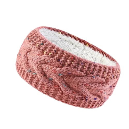 Stirnband 2 Stück gestrickte Winter-Stirnband-Häkelstirnband-Ohrwärmer mit Plüschfutter, geeignet for den täglichen Gebrauch und Sport Winter Stirnband(Pink) von ZHAOQIN