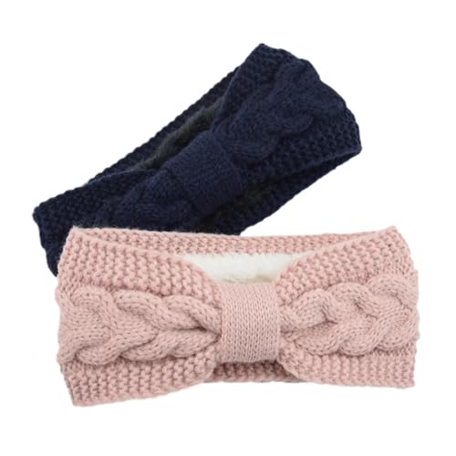 Stirnband 2 stücke Fuzzy Gefüttert Stirnbänder for Frau Solide Warme Haarband Elastische Sport Yoga Mädchen Haarband Haar Zubehör Winter Stirnband(2PCS) von ZHAOQIN