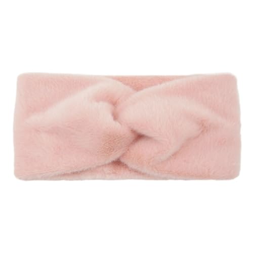Stirnband 2 stücke Ohr Wärmer Haarband Plüsch Elastische Haar Band Einfarbig Breite Turban Headwrap Kreuz Stirnbänder Stretch DIY Band Winter Stirnband(Light pink) von ZHAOQIN