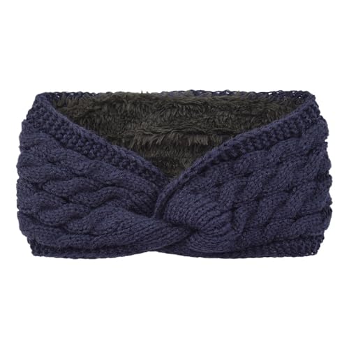 Stirnband 2 stücke Plüsch Dicke Strick Sport Stirnband Herbst Ohr Schutz Ohr Wärmer Frauen Thermische Isolierung Kalt Beweis Kopf Abdeckung Winter Stirnband(Blue) von ZHAOQIN