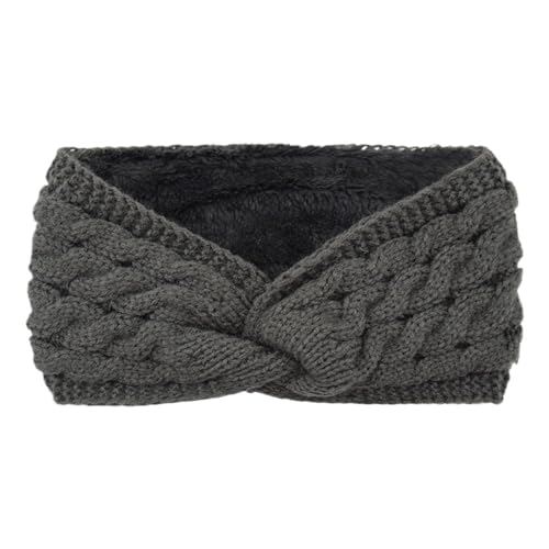 Stirnband 2 stücke Plüsch Dicke Strick Sport Stirnband Herbst Ohr Schutz Ohr Wärmer Frauen Thermische Isolierung Kalt Beweis Kopf Abdeckung Winter Stirnband(Dark Grey) von ZHAOQIN