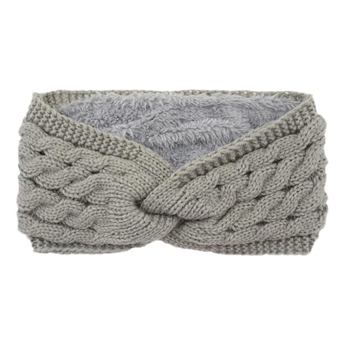 Stirnband 2 stücke Plüsch Dicke Strick Sport Stirnband Herbst Ohr Schutz Ohr Wärmer Frauen Thermische Isolierung Kalt Beweis Kopf Abdeckung Winter Stirnband(Light Grey) von ZHAOQIN