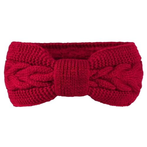 Stirnband 2 stücke Plüsch Dicke Stricken Sport Stirnband Herbst Ohr Schutz Ohr Wärmer Frauen Thermische Abdeckung Winter Stirnband(Red) von ZHAOQIN
