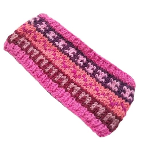Stirnband 2 stücke Stirnband Gestrickte Haar Zubehör Haar Band Warme Mütze Pferdeschwanz Entbindung Kopf Abdeckung Winter Haarband Winter Stirnband(Deep pink) von ZHAOQIN