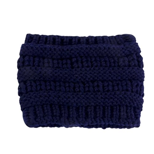 Stirnband 2 stücke Stricken Breites Stirnband for Frauen Herbst Winter Headwrap Turban Haarbänder Mit Löcher Hut Warm Halten Weibliche Ohr Wärmer Winter Stirnband(Deep Blue) von ZHAOQIN