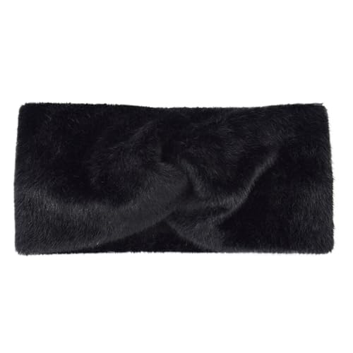 Stirnband 2 stücke Stricken Kreuz Breite Stirnbänder Winter Ohr Wärmer Weiche Headwrap Turban for Frauen Mädchen Haar Zubehör Winter Stirnband(Black) von ZHAOQIN