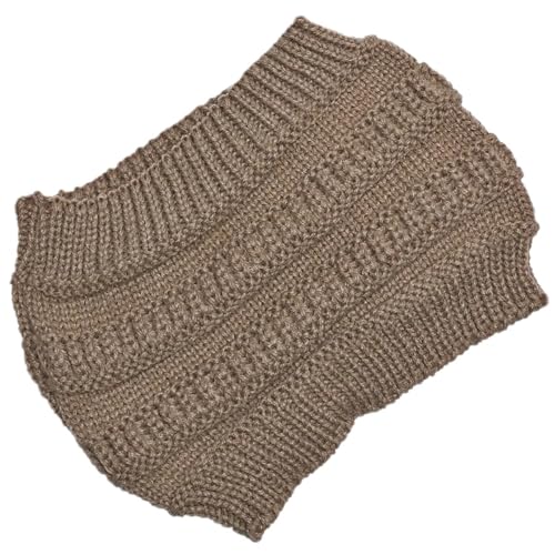 Stirnband 2 stücke Stricken Stirnband Pferdeschwanz Beanie Hut Winter Warme Ohr Frauen Breite Turban Haar Zubehör Mädchen Haar Band Headwraps Winter Stirnband(Brown) von ZHAOQIN