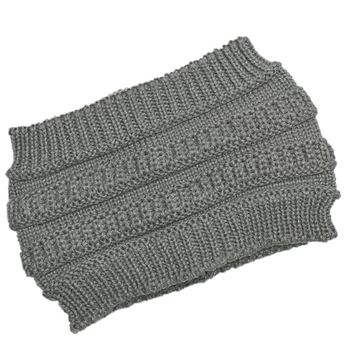 Stirnband 2 stücke Stricken Stirnband Pferdeschwanz Beanie Hut Winter Warme Ohr Frauen Breite Turban Haar Zubehör Mädchen Haar Band Headwraps Winter Stirnband(Gray) von ZHAOQIN