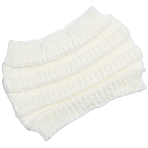 Stirnband 2 stücke Stricken Stirnband Pferdeschwanz Beanie Hut Winter Warme Ohr Frauen Breite Turban Haar Zubehör Mädchen Haar Band Headwraps Winter Stirnband(White) von ZHAOQIN
