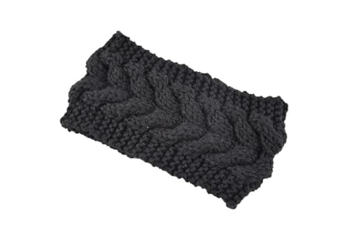 Stirnband 2 stücke Winter Warme Gestrickte Stirnband for Frauen Mädchen Soild Farbe Elastische Kopf Turban Unisex Haarbänder Kopfbedeckung Winter Stirnband(Black) von ZHAOQIN