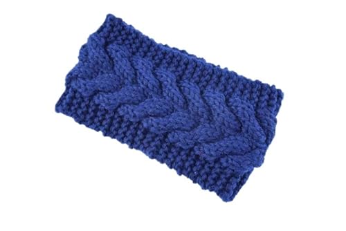 Stirnband 2 stücke Winter Warme Gestrickte Stirnband for Frauen Mädchen Soild Farbe Elastische Kopf Turban Unisex Haarbänder Kopfbedeckung Winter Stirnband(Blue) von ZHAOQIN