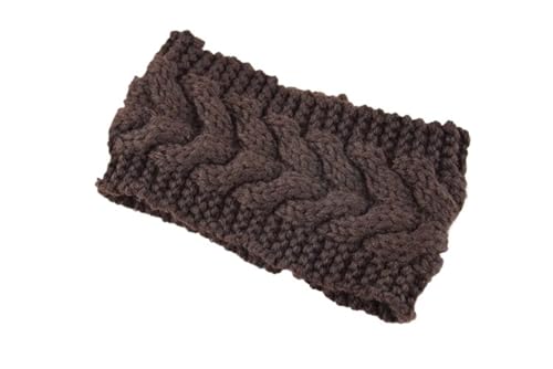 Stirnband 2 stücke Winter Warme Gestrickte Stirnband for Frauen Mädchen Soild Farbe Elastische Kopf Turban Unisex Haarbänder Kopfbedeckung Winter Stirnband(Brown) von ZHAOQIN