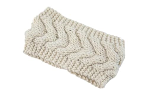 Stirnband 2 stücke Winter Warme Gestrickte Stirnband for Frauen Mädchen Soild Farbe Elastische Kopf Turban Unisex Haarbänder Kopfbedeckung Winter Stirnband(White) von ZHAOQIN