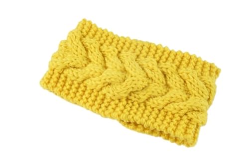 Stirnband 2 stücke Winter Warme Gestrickte Stirnband for Frauen Mädchen Soild Farbe Elastische Kopf Turban Unisex Haarbänder Kopfbedeckung Winter Stirnband(Yellow) von ZHAOQIN