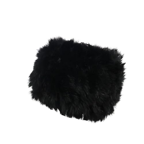 Stirnband 2 stücke Winter Warme Plüsch Haarband Haar Bands Outdoor Ohr Headwrap Leere Top Hut Breite Kante Plüsch Stirnband Winter Stirnband(Black) von ZHAOQIN