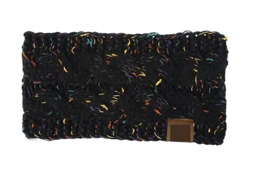 Stirnband 2PCS Breite Stricken Stirnband Winter Warme Ohr Frauen Verdicken Turban Haar Zubehör Mädchen Haarband Headwraps Ohr Wärmer Winter Stirnband(Black A) von ZHAOQIN
