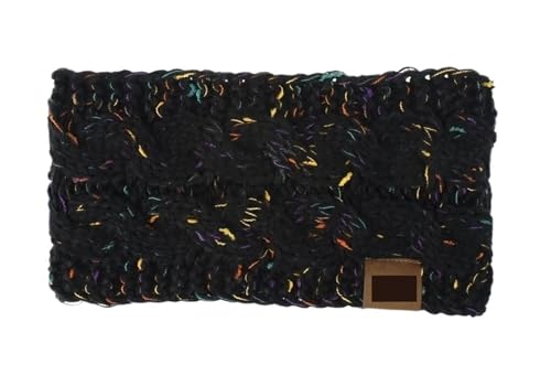 Stirnband 2PCS Breite Stricken Stirnband Winter Warme Ohr Frauen Verdicken Turban Haar Zubehör Mädchen Haarband Headwraps Ohr Wärmer Winter Stirnband(Black A) von ZHAOQIN