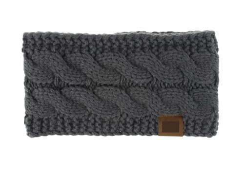 Stirnband 2PCS Breite Stricken Stirnband Winter Warme Ohr Frauen Verdicken Turban Haar Zubehör Mädchen Haarband Headwraps Ohr Wärmer Winter Stirnband(Dark Gray A) von ZHAOQIN