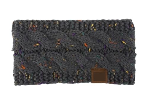 Stirnband 2PCS Breite Stricken Stirnband Winter Warme Ohr Frauen Verdicken Turban Haar Zubehör Mädchen Haarband Headwraps Ohr Wärmer Winter Stirnband(Dark Gray B) von ZHAOQIN