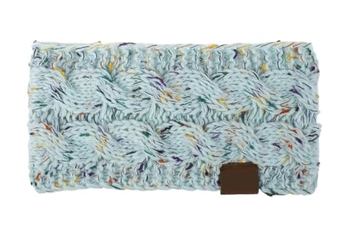 Stirnband 2PCS Breite Stricken Stirnband Winter Warme Ohr Frauen Verdicken Turban Haar Zubehör Mädchen Haarband Headwraps Ohr Wärmer Winter Stirnband(Light Blue) von ZHAOQIN