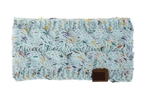 Stirnband 2PCS Breite Stricken Stirnband Winter Warme Ohr Frauen Verdicken Turban Haar Zubehör Mädchen Haarband Headwraps Ohr Wärmer Winter Stirnband(Light Blue) von ZHAOQIN