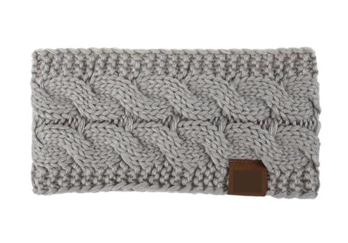 Stirnband 2PCS Breite Stricken Stirnband Winter Warme Ohr Frauen Verdicken Turban Haar Zubehör Mädchen Haarband Headwraps Ohr Wärmer Winter Stirnband(Light Gray) von ZHAOQIN