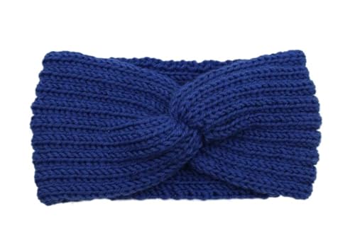Stirnband 3 stücke Frauen Stirnband Einfarbig Elastische Haar Bands Twisted Gestrickte Turban Headwrap Winter Mädchen Haarband Haar Zubehör Winter Stirnband(Blue A) von ZHAOQIN
