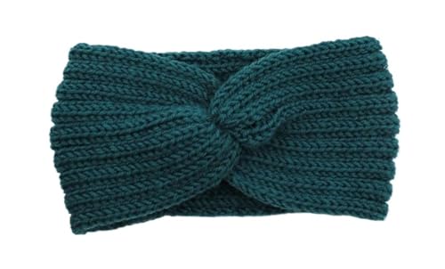 Stirnband 3 stücke Frauen Stirnband Einfarbig Elastische Haar Bands Twisted Gestrickte Turban Headwrap Winter Mädchen Haarband Haar Zubehör Winter Stirnband(Green B) von ZHAOQIN